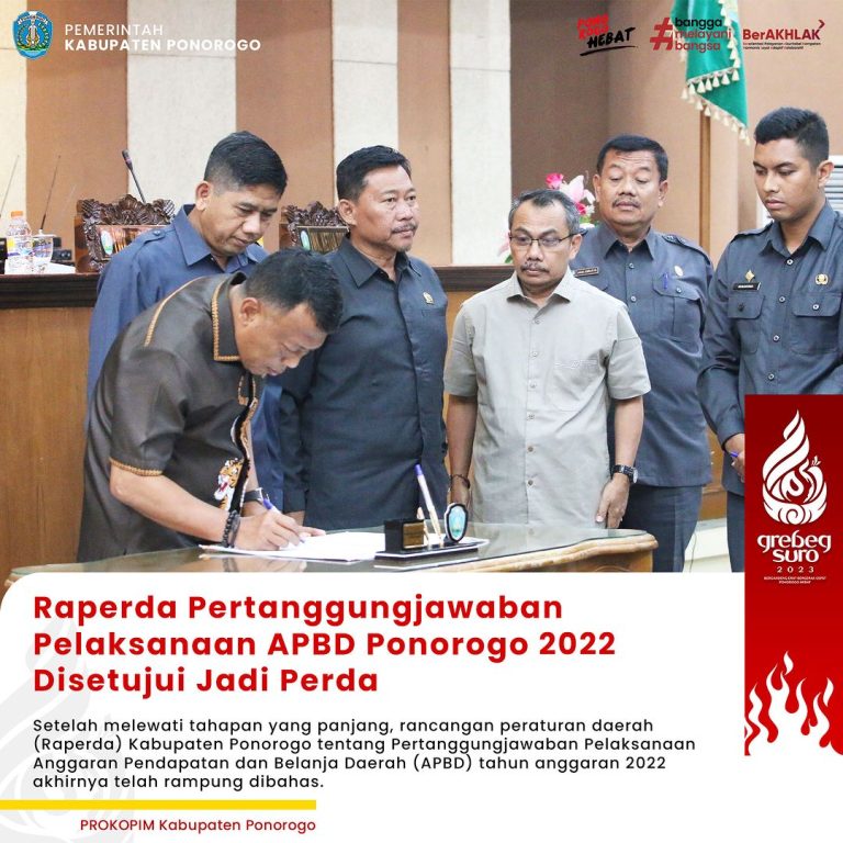 Raperda Pertanggungjawaban Pelaksanaan APBD Ponorogo 2022 Disetujui Jadi Perda