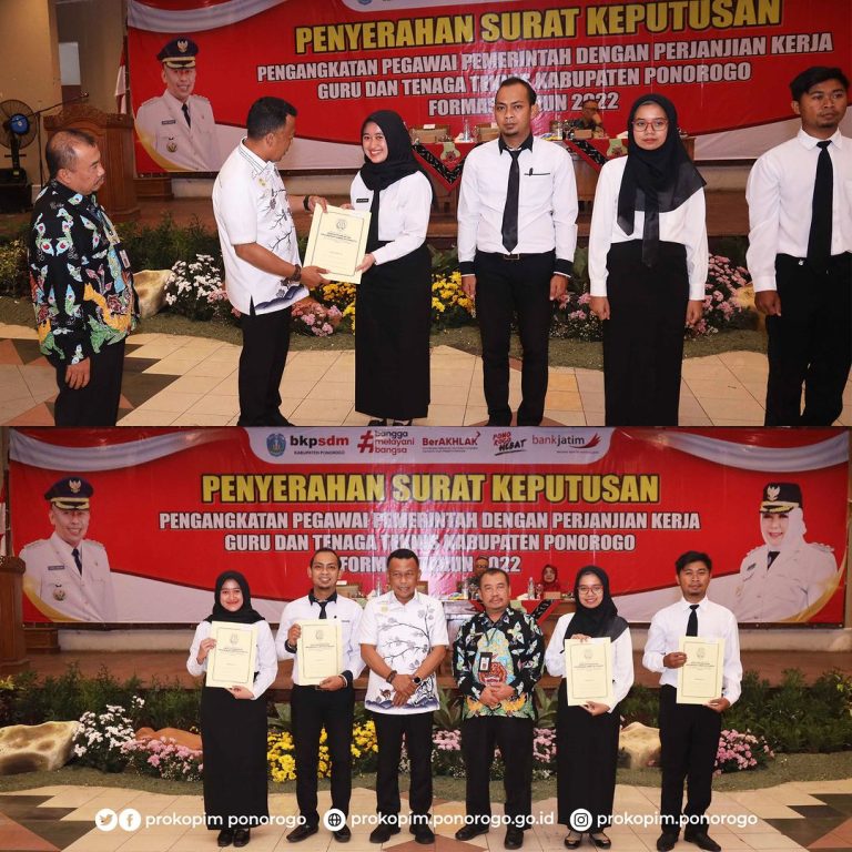 Serahkan SK Pengangkatan P3K Guru dan Tenaga Teknis, Kang Bupati Sugiri : Jaga Arti Pengabdian