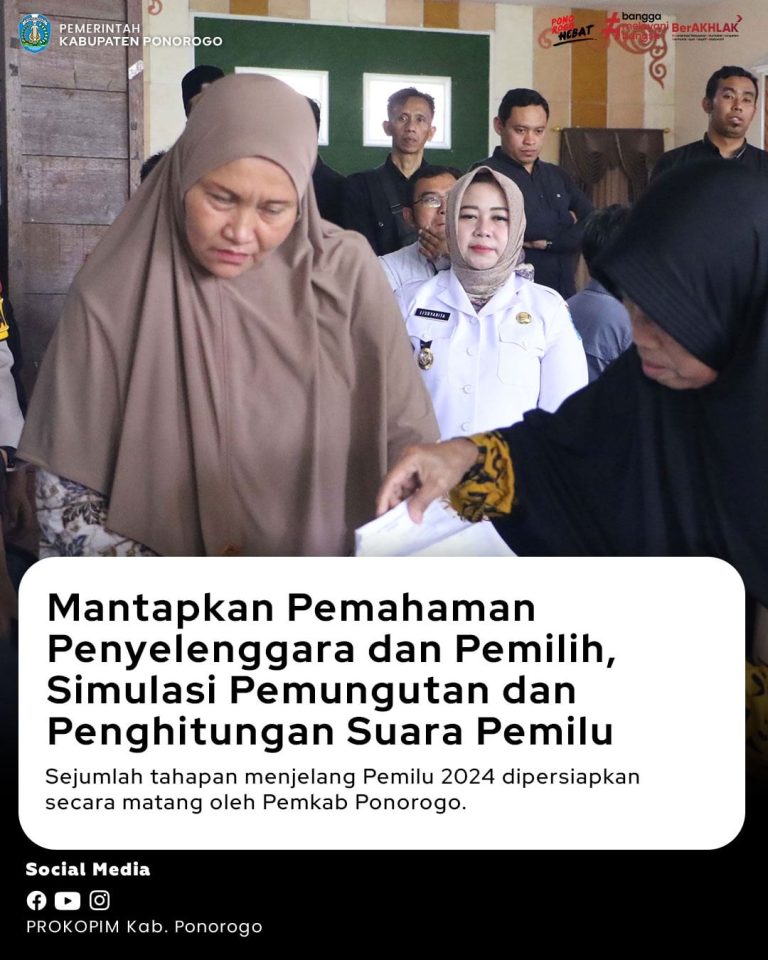 Mantapkan Pemahaman Penyelenggara dan Pemilih, Simulasi Pemungutan dan Penghitungan Suara Pemilu 2024 Digelar KPU Ponorogo