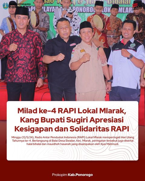 Milad ke-4 RAPI Lokal Mlarak, Kang Bupati Sugiri Apresiasi Kesigapan dan Solidaritas RAPI 