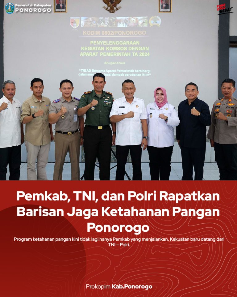 Pemkab TNI, dan Polri Rapatkan Barisan Jaga Ketahanan Pangan Ponorogo