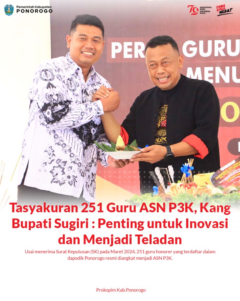 Tasyakuran 251 Guru ASN P3K, Kang Bupati Sugiri : Penting untuk Inovasi dan Menjadi Teladan