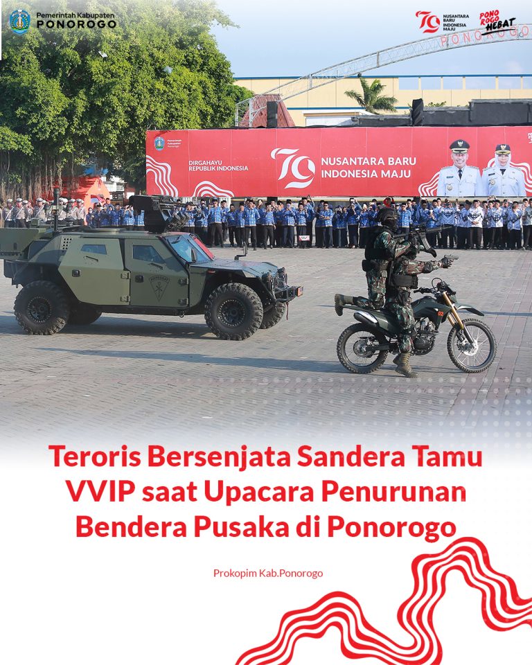 Teroris Bersenjata Sandera Tamu VVIP saat Upacara Penurunan Bendera Pusaka di Ponorogo
