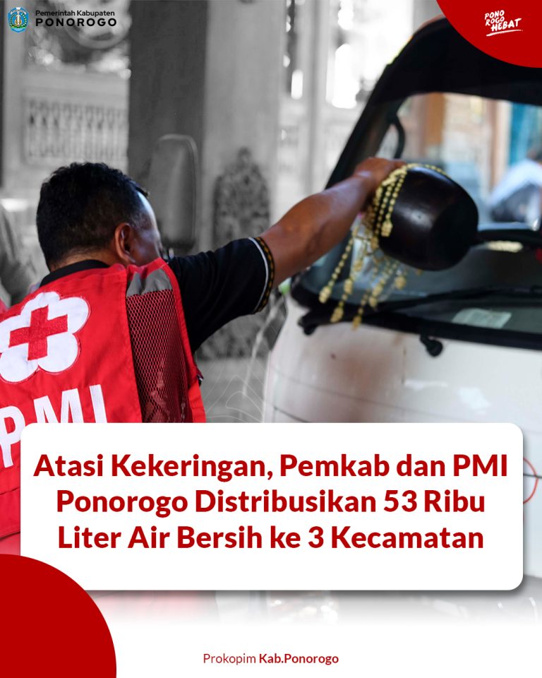 Atasi Kekeringan, Pemkab dan PMI Ponorogo Distribusikan 53 Ribu Liter Air Bersih ke 3 Kecamatan