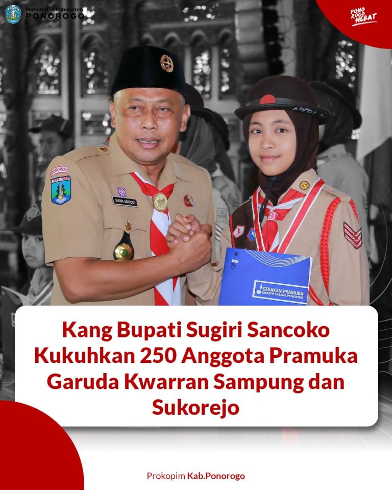 Kang Bupati Sugiri Sancoko Kukuhkan 250 Anggota Pramuka Garuda Kwarran Sampung dan Sukorejo