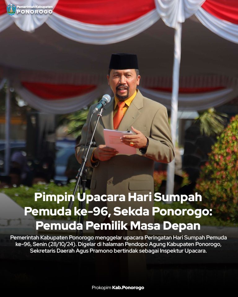 Pimpin Upacara Hari Sumpah Pemuda ke-96, Sekda Ponorogo: Pemuda Pemilik Masa Depan